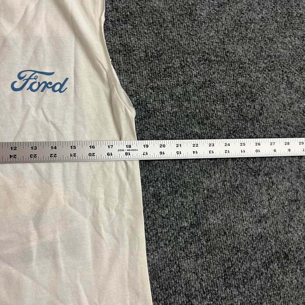 Ford Muscle Tee Mens Size M White 1966 Mustang Graphic Sleeveless Cotton Shirt - Picture 7 of 8